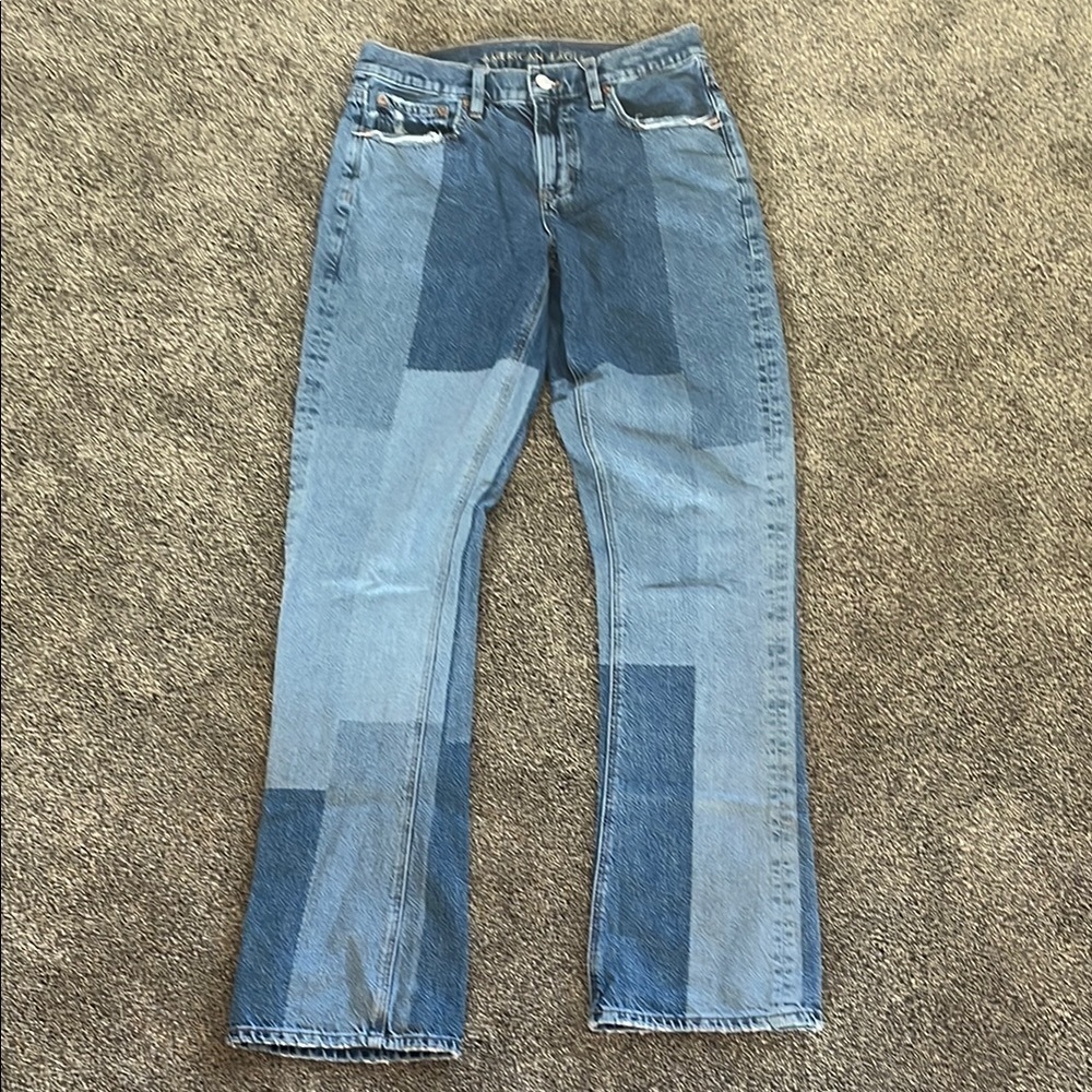 American Eagle Outfitters. Patchwork Denim Jeans size 4 Long